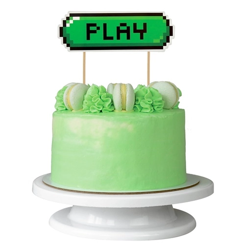 Topper ozdoby na tort napis PLAY minecraft piksele dekoracje urodzinowe